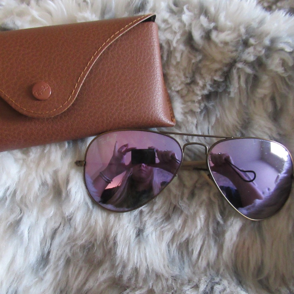 Ray Bans lilac purple flash lens aviator